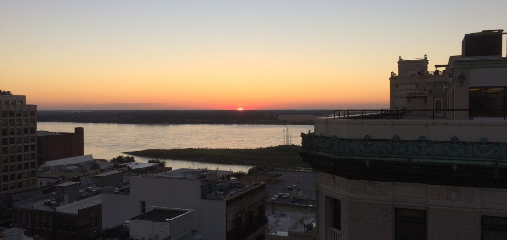 Sunset over the Mississippi from The Roof