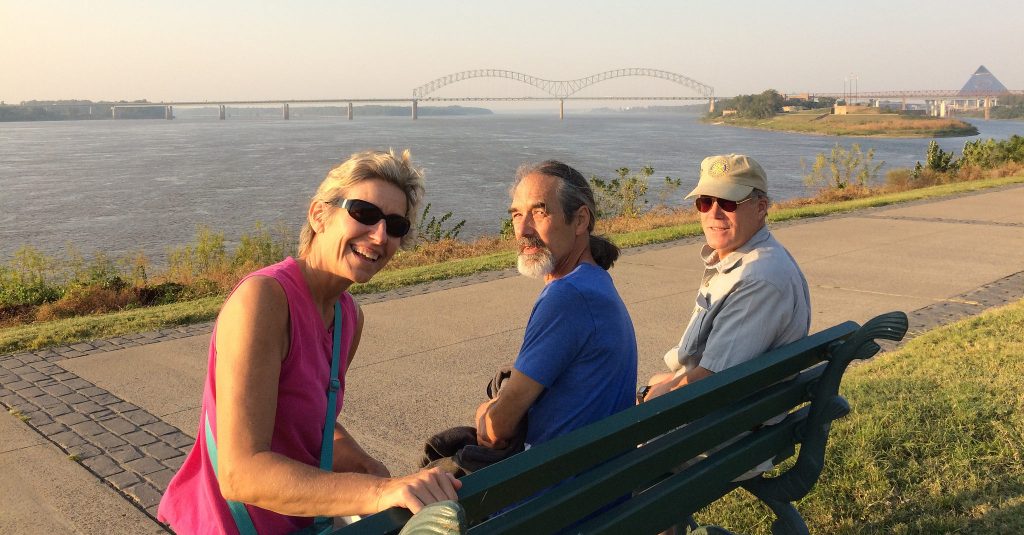 Linda, Doug, Mark on the Mississippi